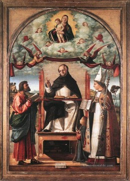 St Thomas in der Glorie zwischen St Markus und St Louis von Toulouse Vittore Carpaccio Ölgemälde